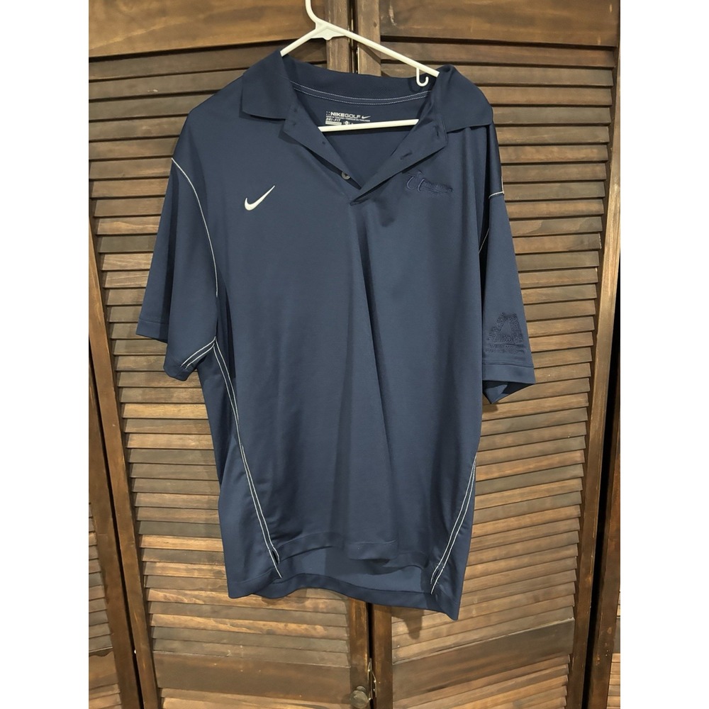 Nike Golf Shirt Mens XL Navy Blue Players Pique Polo Dri Fit Performance Golf